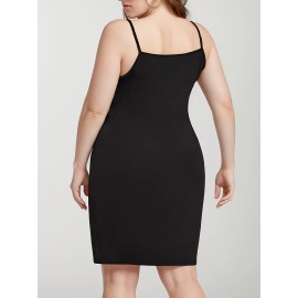 Plus Size Heart Print Cami Dress, Casual Sleeveless Crew Neck Above Knee Dress For Spring & Summer, Women's Plus Size Clothing