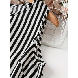 Plus Size Stripe Print Tank Dress - Relaxed Fit, Sleeveless Design for Warm Weather, Perfect for Spring and Summer - Designed for Women with Curves, Confident Fit, Everyday Wear