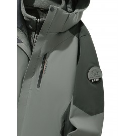 Women's Plus Size Outdoor Sports 3-in-1 Jacket - Hooded Color Block Waterproof Coat For Fall & Winter