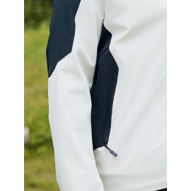 Women's Plus Size Outdoor Sports 3-in-1 Jacket - Hooded Color Block Waterproof Coat For Fall & Winter