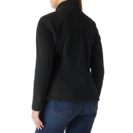 Women's Outdoor Sports Plush Jacket, Plus Size Solid Color Zipper Warm Soft Long Sleeve Lightweight Fleece Jacket