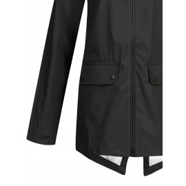 Plus Size Plush Lined Hooded Coat, Warm Long Sleeve Zipper Coat for Winter, Casual Women's Clothing