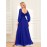 Women's Elegant Long-Sleeved Dress - Solid Color, Multi-Wear, One-Shoulder, High Slit, Tie, Fully Lined, Sequined Chiffon, Perfect for Wedding, Party, Cocktail Events